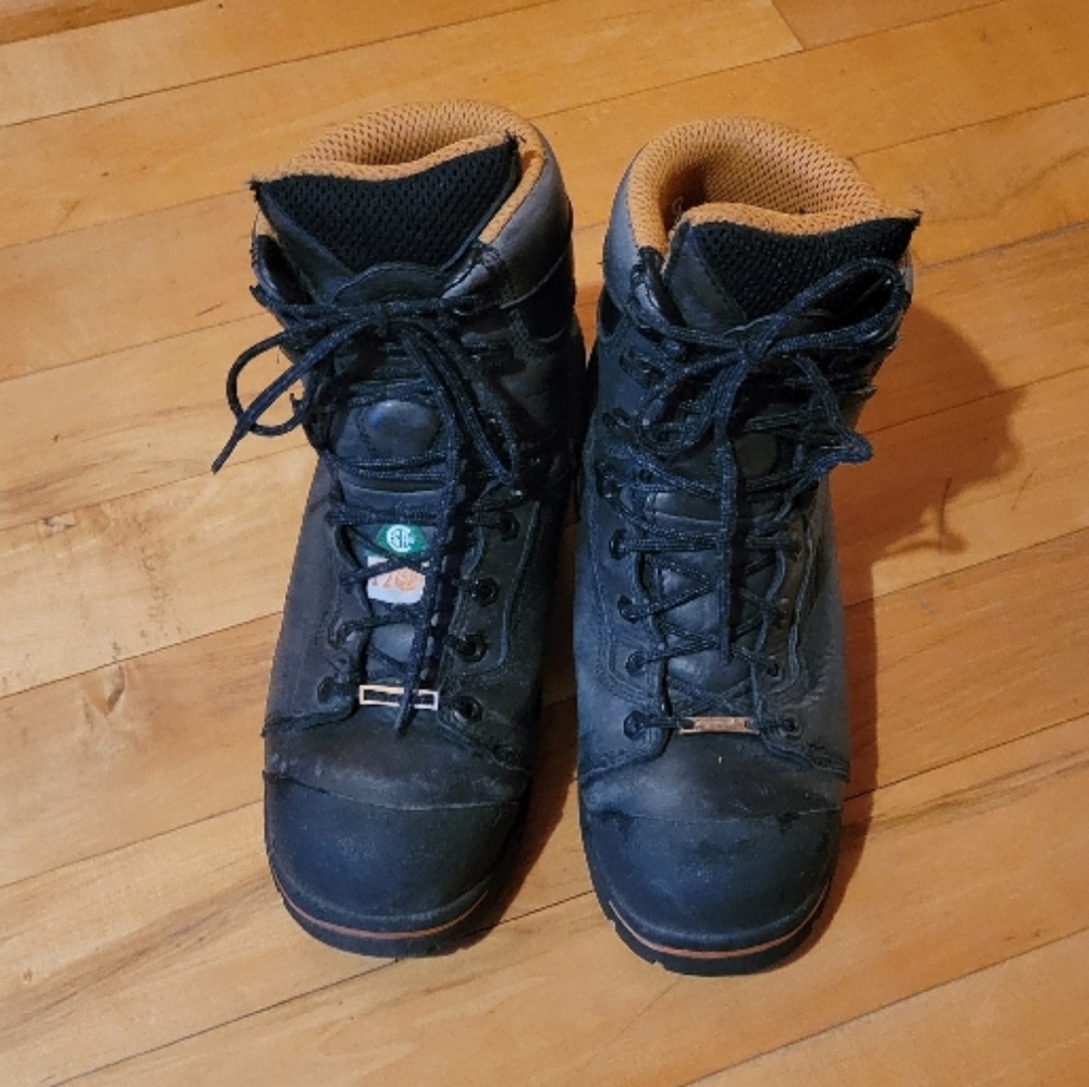 Black Leather Work Boots - Picture 2 of 5